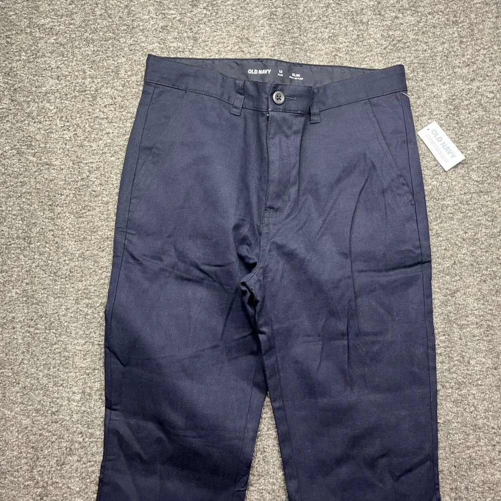 Old Navy Pants Boys 12 Plus Navy Blue Slim Built-In‎ Flex Chino 665608-00-1